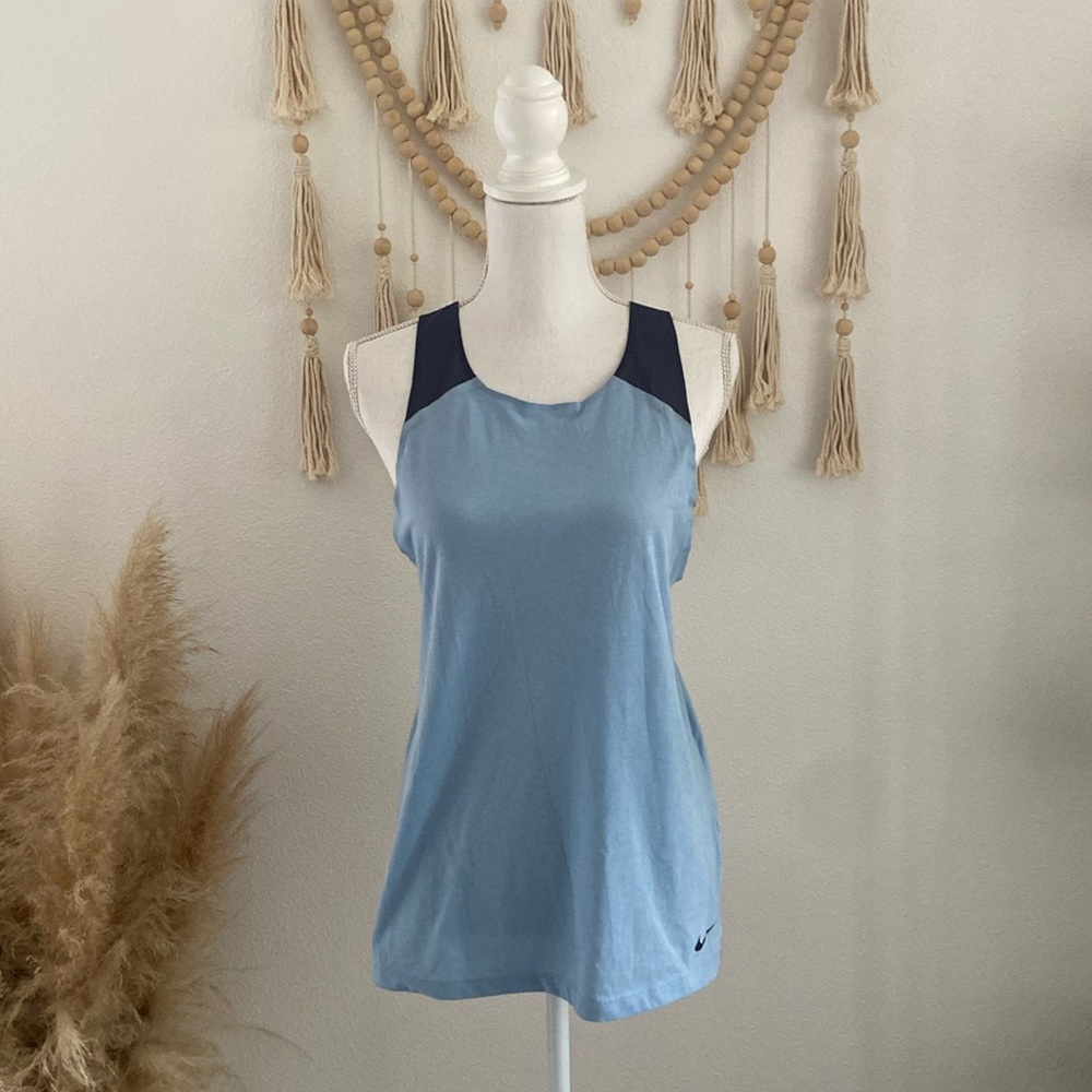 Nike arctic blue tank top athletic shirt racerback seamless mesh elastika small - Picture 2 of 16